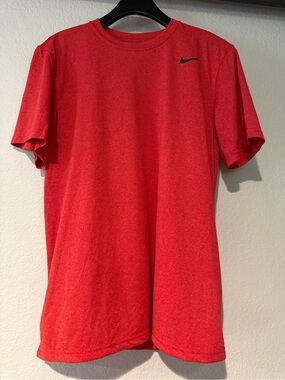 Nike Men's Red Athletic Crew Tee with Small Swoosh